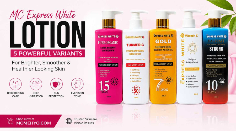 MC Express White Lotion Guide: 24K Gold, Halfcast, Pure Organic, Turmeric with Honey & Vitamin C